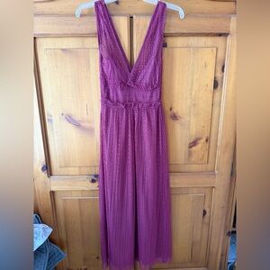 Elegant Burgandy Sleeveless Dress